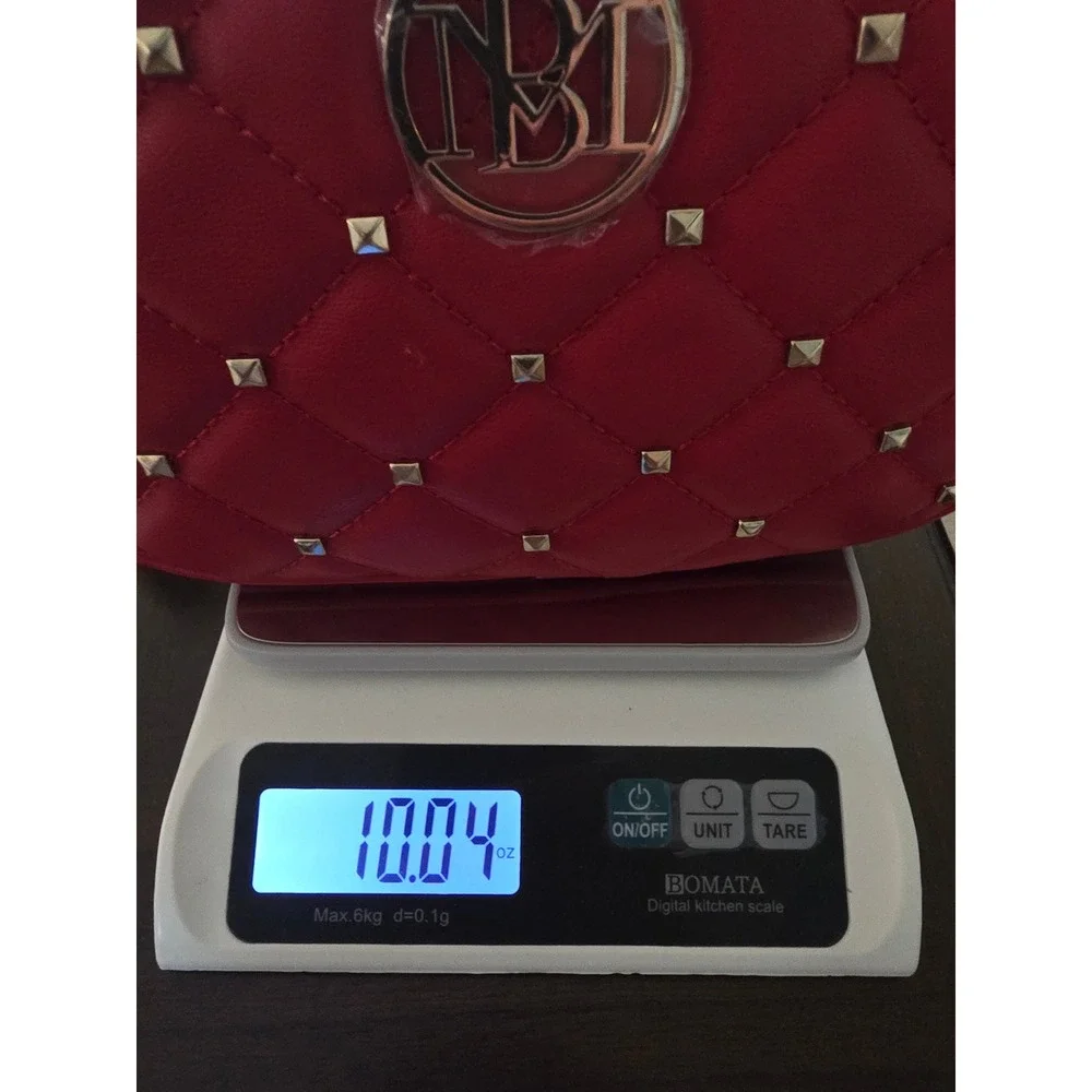 Studio Badgley Mischka Red Quilted Studded Camera Bag BM-4073 Crossbody
